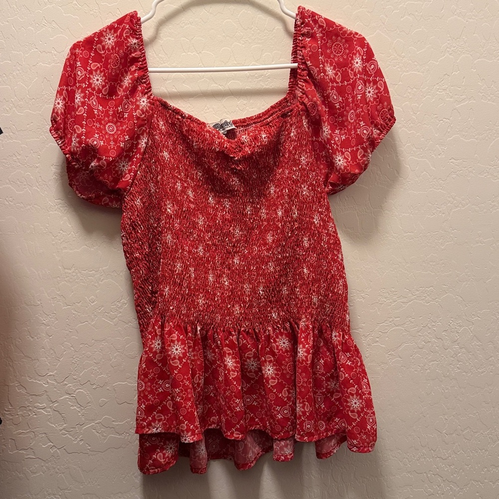 Red Floral Women's Top- never worn
